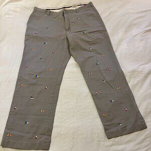J.Crew Khaki's with Embroidered Nautical Flags